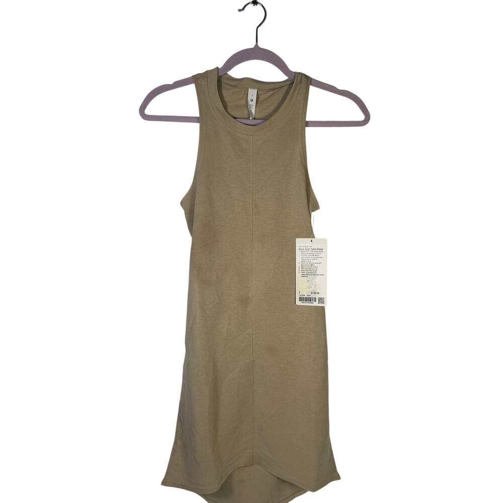 Lululemon Back Vent Tank Dress Women’s Size 2 Artifact Beige Open Back NWT